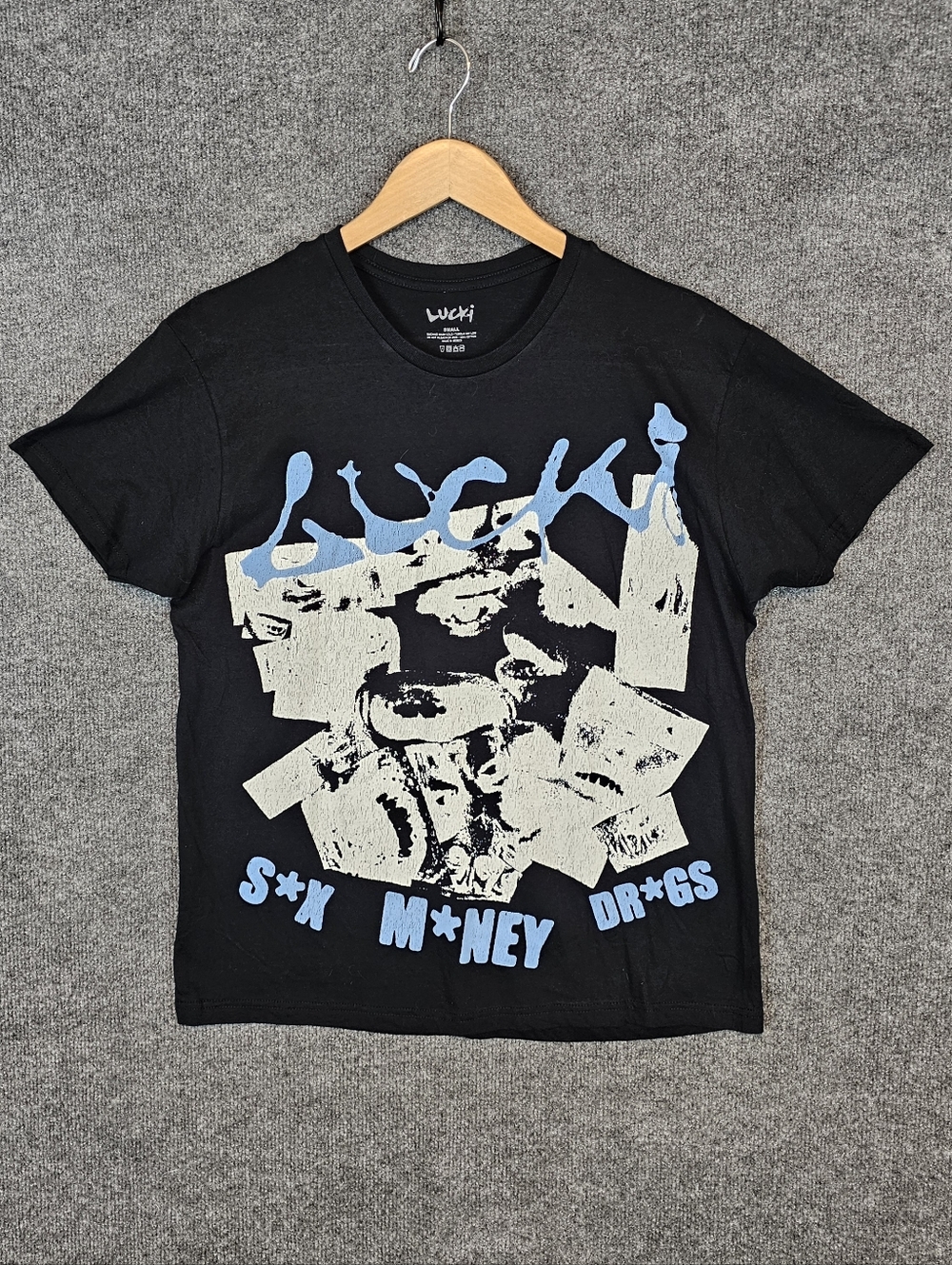 Lucki Tour Tee Black Blue Graphic - Men's Band T Shirt Size Small